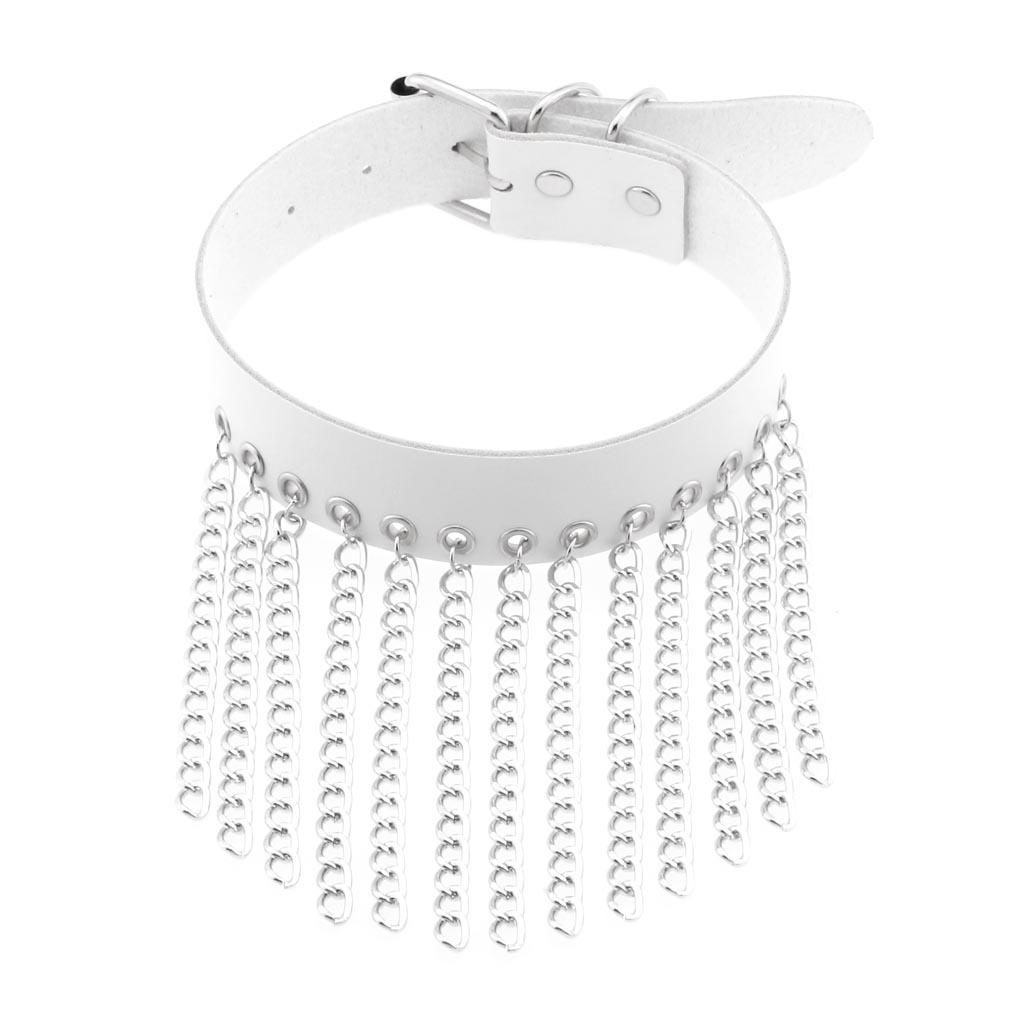 Hip Hop Non Mainstream Punk Leather Men Women Collar Personality Metal Tassel Necklace Clavicle Chain