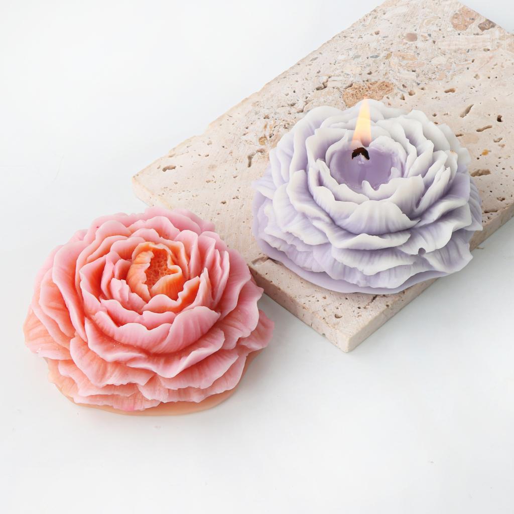 Peony Flower Silicone Soap Molds 3D Resin Candle Molds Flower Fondant Silicone Mold for Handmade Cake Decoration Cupcake Jelly C