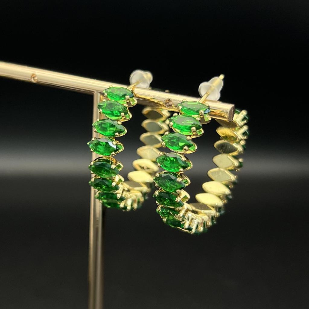 Exquisite Bunte Diamant C-förmige Große Creolen für Damen - Europäischer & Amerikanischer Stil