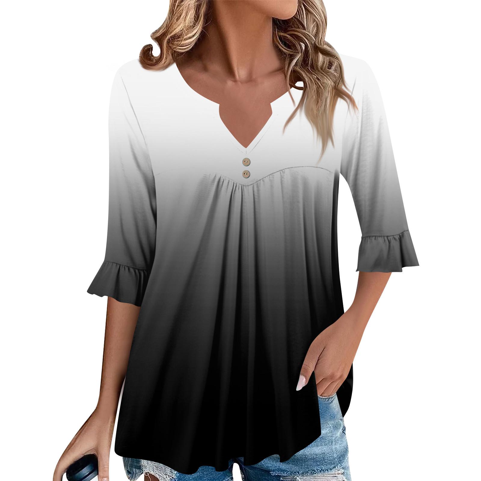 

Женские летние топы, повседневные, с оборками, коротким рукавом, круглым вырезом, свободные, плиссированные футболки M чёрный