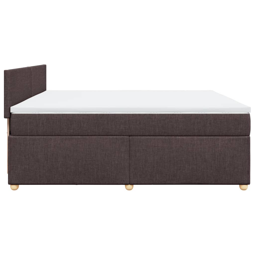 Box Spring Bed with Mattress Dark Brown 200x200 Cm Fabric