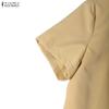 ZANZEA Women Square Collar Casual Short Sleeve Elegant Long Dress