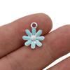 10Pcs Enamel Silver Plated Blue Flower Charm Pendant Jewelry Making Bracelet Necklace Diy Earrings Accessories