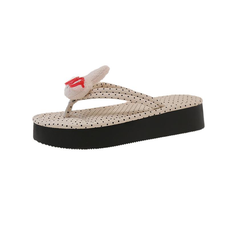 Cute and Versatile High-end Polka Dot Soft Bottom Heightening Flip-flops Thick Bottom Outer Wear Indoor Home Fashion Casual Sandals