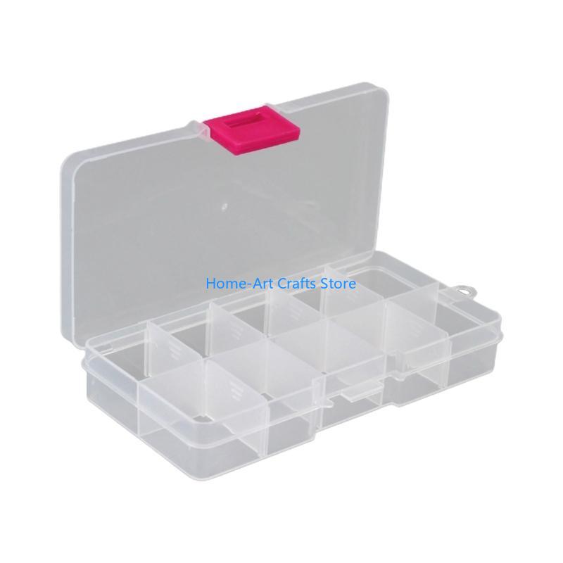 Y3NA Clear Plastic Storage Box 10 Compartment with Sealing Lid Container for Case for Small Jewelry Ring for Pill Multicolor