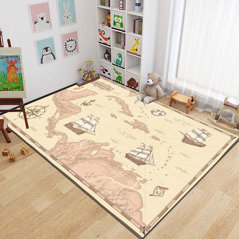 15 Sizes Antique Pirate Treasure Map Carpet Rug for Bedroom Living Room Boho Decor Children's Crawling Mat College Dorm Decor