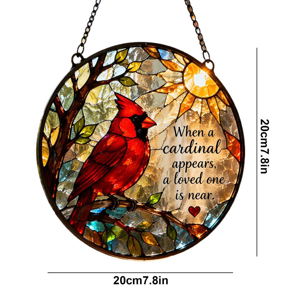 Sunlight Catcher Cardinal Stained Glass Rainbow Maker Sunlight Catcher For Window Art For Women Men Husband Grandma Mom Wife