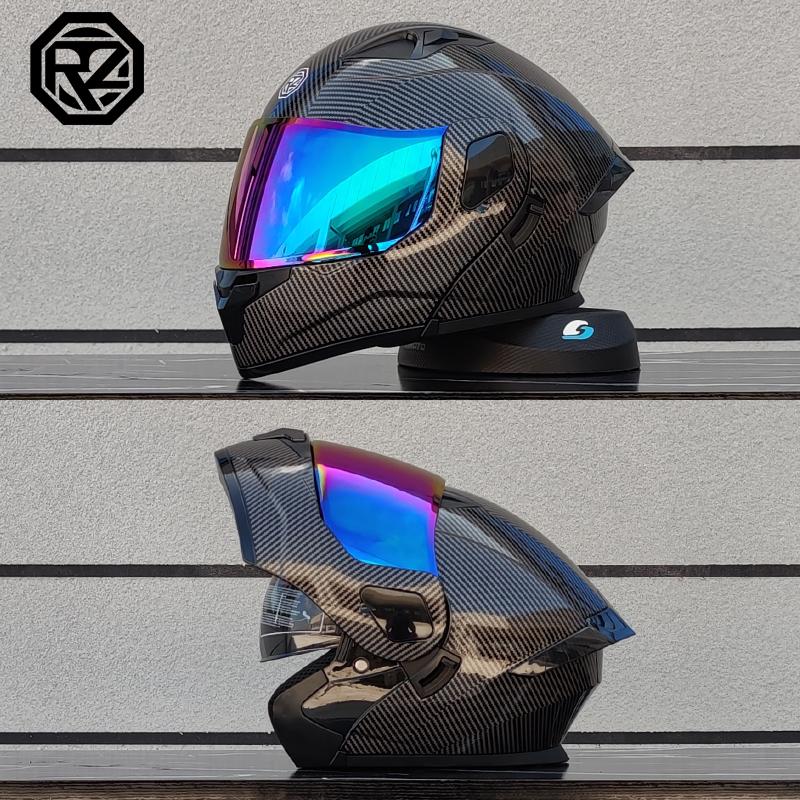 ORZ Unisex Motorcycle Helmet DOT Certification Double Lens Cross Section Helmet Safety Modular Flip Helm Helmet With Visor