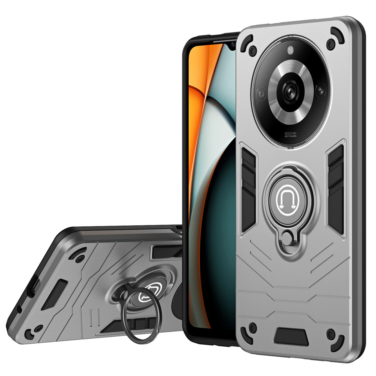 

Чохол для Realme 11 Pro+ 5G/11 Pro 5G Тонкий чохол для телефону з кільцем-підставкою Grey