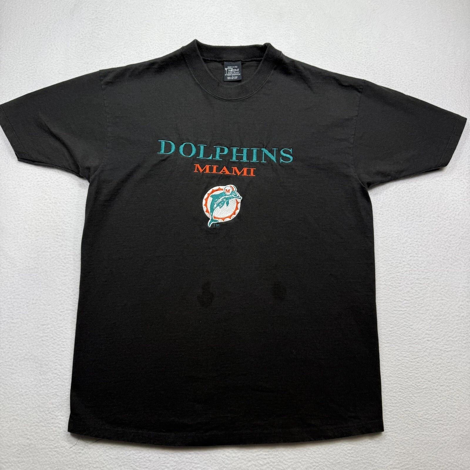 

Vintage Miami Dolphins embroidered T-Shirt Size Large Salem Sportswear USA Made L