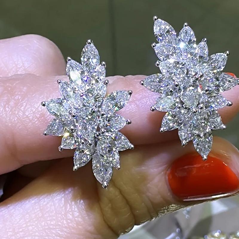 

Huitan Bling Bling Cubic Zirconia Crystal Earrings for Women Romantic Bridal Wedding Earrings Trendy Luxury Zircon Fancy Gift