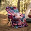 1PC Custom Name Axolotl Blossom Garden Outdooor Flannel Blankets Patterns Throw Blanket All-Season Soft Gift for Couch, Bed, Camping Gifts