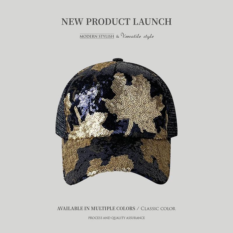 

Summer Women s Sequined Baseball Cap Sun Shading Duck Tongue Hat Breathable Mesh Cap Sun Protection Sun Hat one size Темно-синій