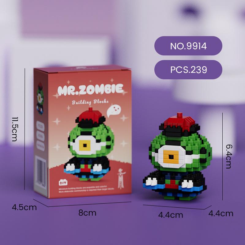 Zombie Mikro-Bausteine Halloween Katze Panda Kürbis Zusammengebautes Puzzle Modell Mini Ziegel Figur Spielzeug für Kinder Geschenke