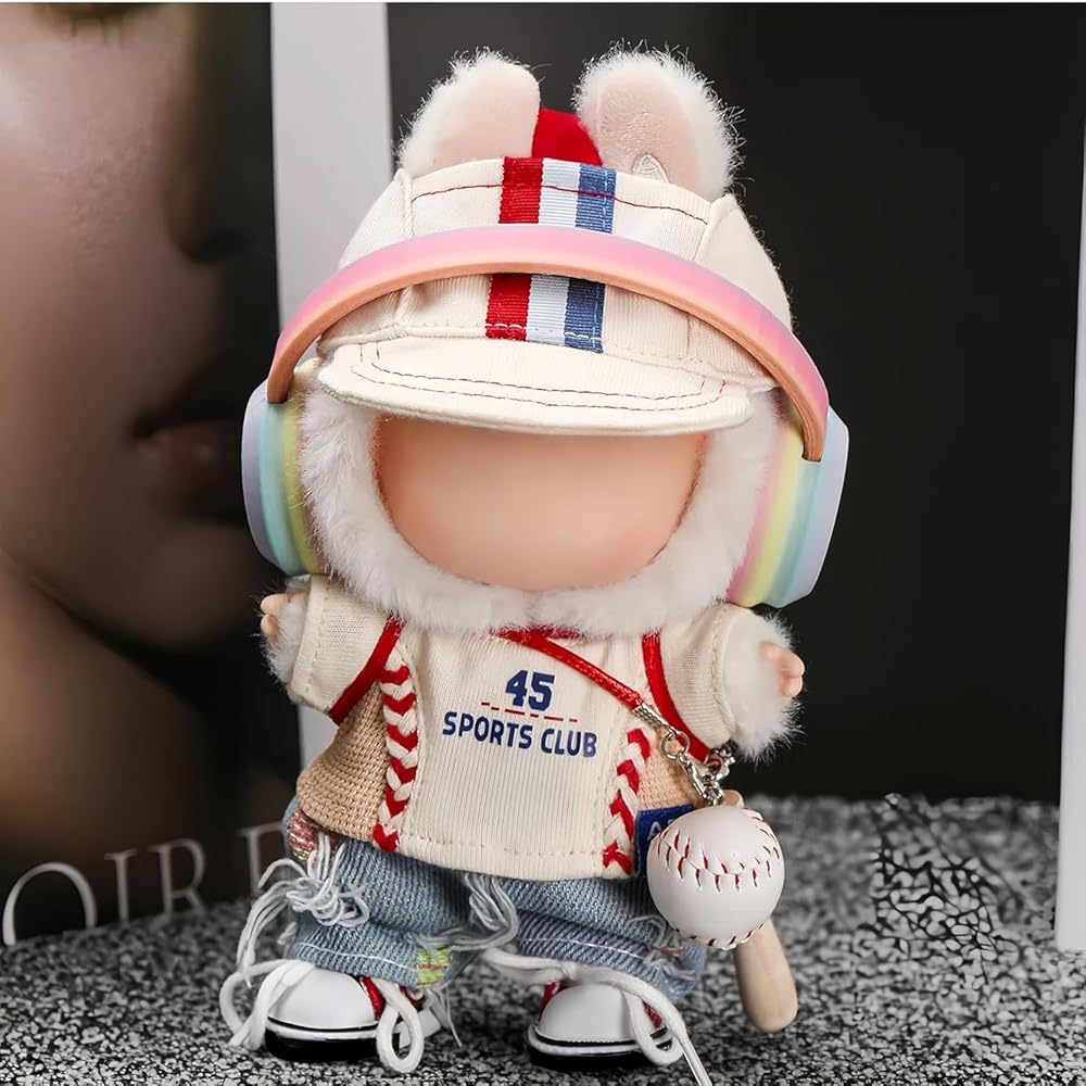 Cimoon Doll Clothes 15cm/17cm Baseball Uniform 6-Piece Set Costume Outfit for Plush Toys and Dolls