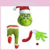 Decorațiuni de Crăciun fermecătoare Grinch Picior și cap verde cu blană Set ornament pentru pom