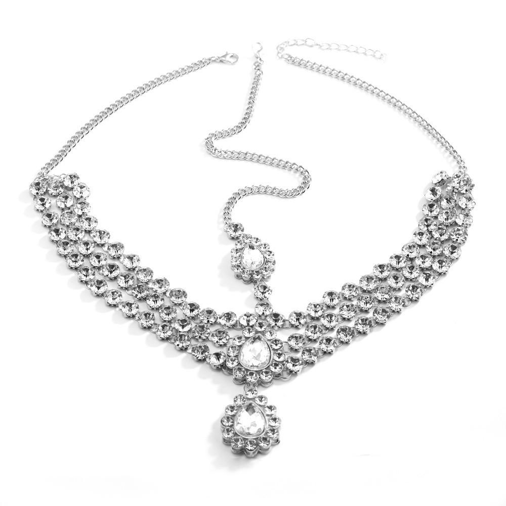 

Модные аксессуары для волос, индивидуальная экзотическая цепочка для волос со стразами, темпераментная многослойная цепочка для лба с бриллиантами серебряный