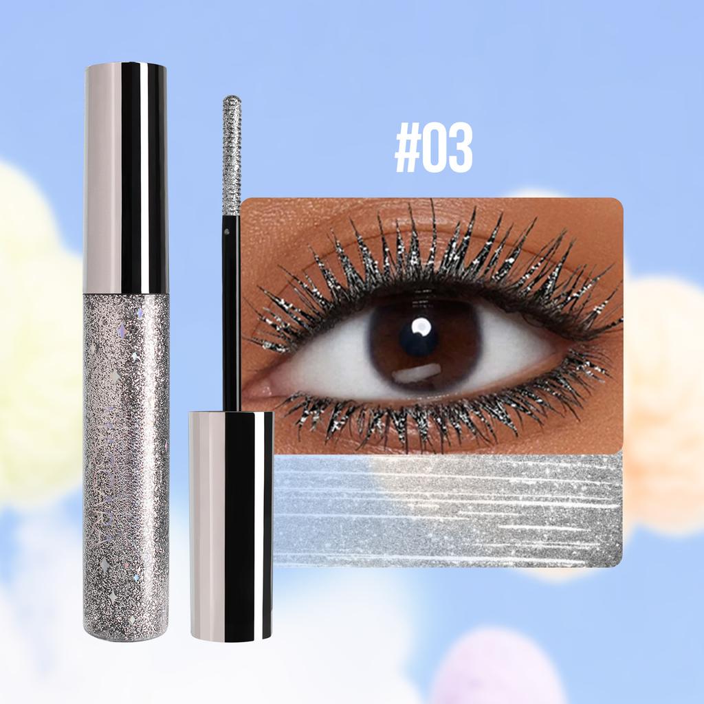 Colorful Mascara with Pearlescent Fine Shimmering, Waterproof and Non-smudge Christmas Spiral Mascara Brush