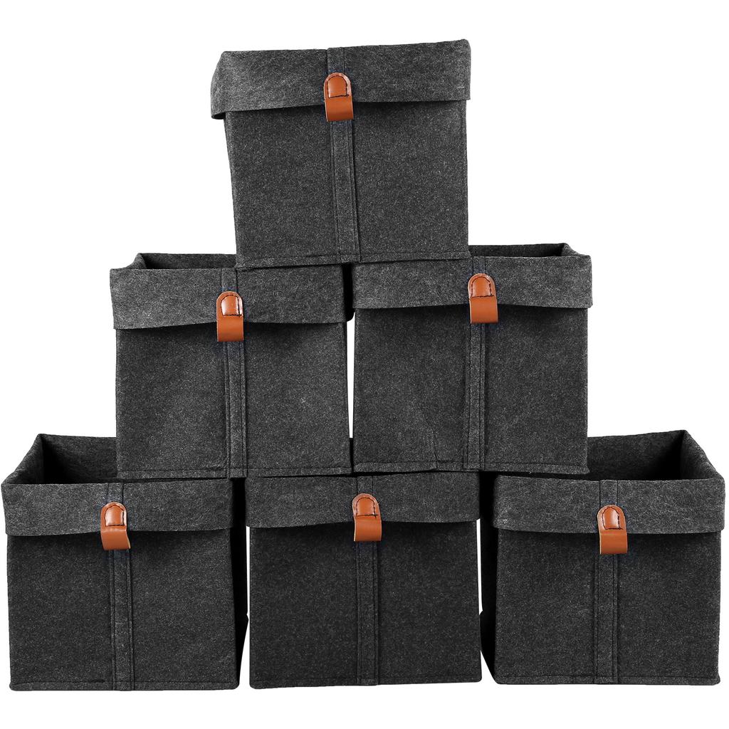6Pcs Felt Fabric Storage Basket Large Capacity 12L Foldable Desktop Organizers Box for Home Closet Clothes Shoes Multipurpose