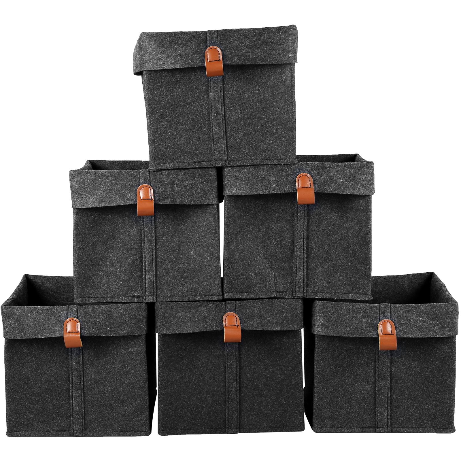 

6Pcs Felt Fabric Storage Basket Large Capacity 12L Foldable Desktop Organizers Box for Home Closet Clothes Shoes Multipurpose темно-сірий