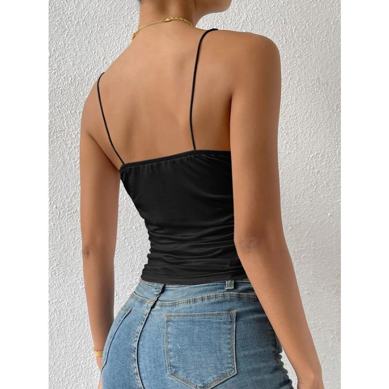 Ladies Summer Slim Temperament Swing Neck Knit Camisole Top