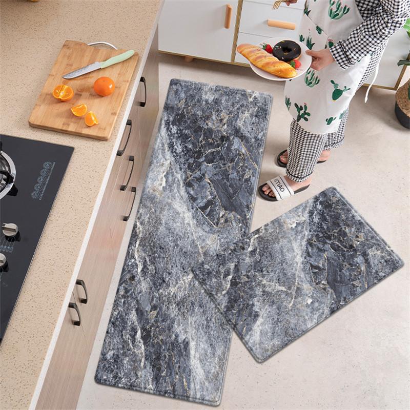 

Мраморные кухонные коврики Модный фланелевый принт Коврик для ванной комнаты Длинный коврик Пена с памятью Напольный коврик для туалета Придверный коврик 60x180cm 1pcs