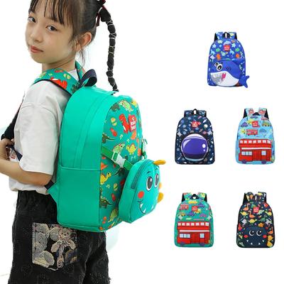 Children's Backpack Boys Go Out Waterproof Daypack Ultra Light Kindergarten Toddlers Cartoon Dinosaur Car Printed Schoolbag