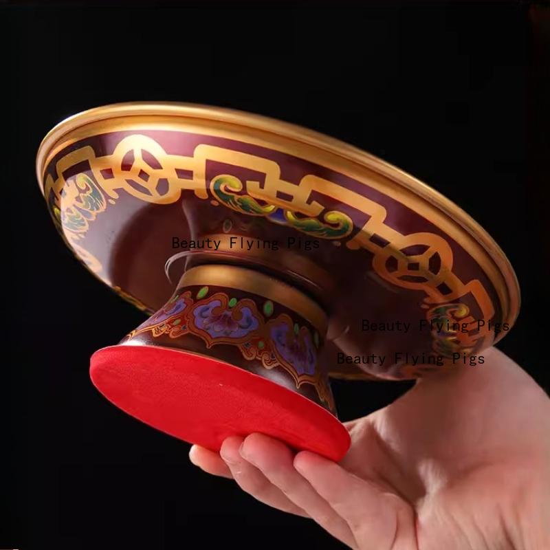 1pc Alloy Fruit Tray Temple Tribute Tray Household Buddha Fruit Plate Buddha Hall Fruit Plate Buddhist Supplies Home Decoration