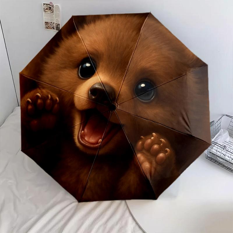 1 st Automatiskt Fällbart Paraply - Tecknat Mönster, Bärbar & Vikbar Design med 8 Ribbor, Jul- Födelsedagspresenter