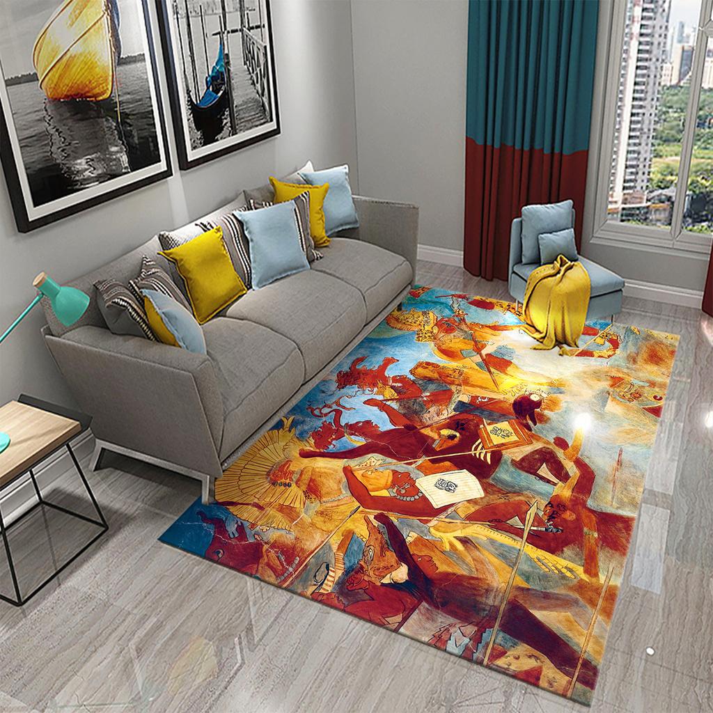 Non-slip Rug Outdoor Living Room Bedroom Decoration Mexico Mayan Tribal Culture Rug Bathroom Kitchen Door Mat