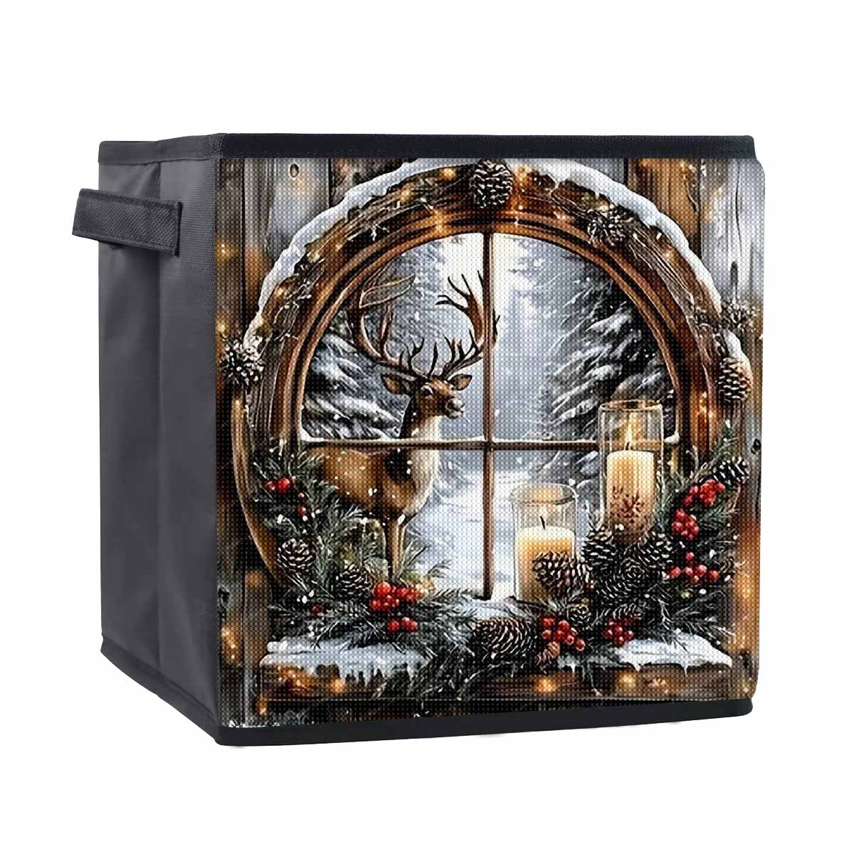 

The Deer Outside The Window 5D Diamond Painting Storage Basket Full Round Drill Mosaic Diamond Embroidery Cross Stitch Kits Home Decor Home Decor 25cmx25cm