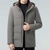 Men's Mid-Length Winter Down Jacket: Business Casual, Warm, Hooded, Thickened Coat for Middle-Aged Dads