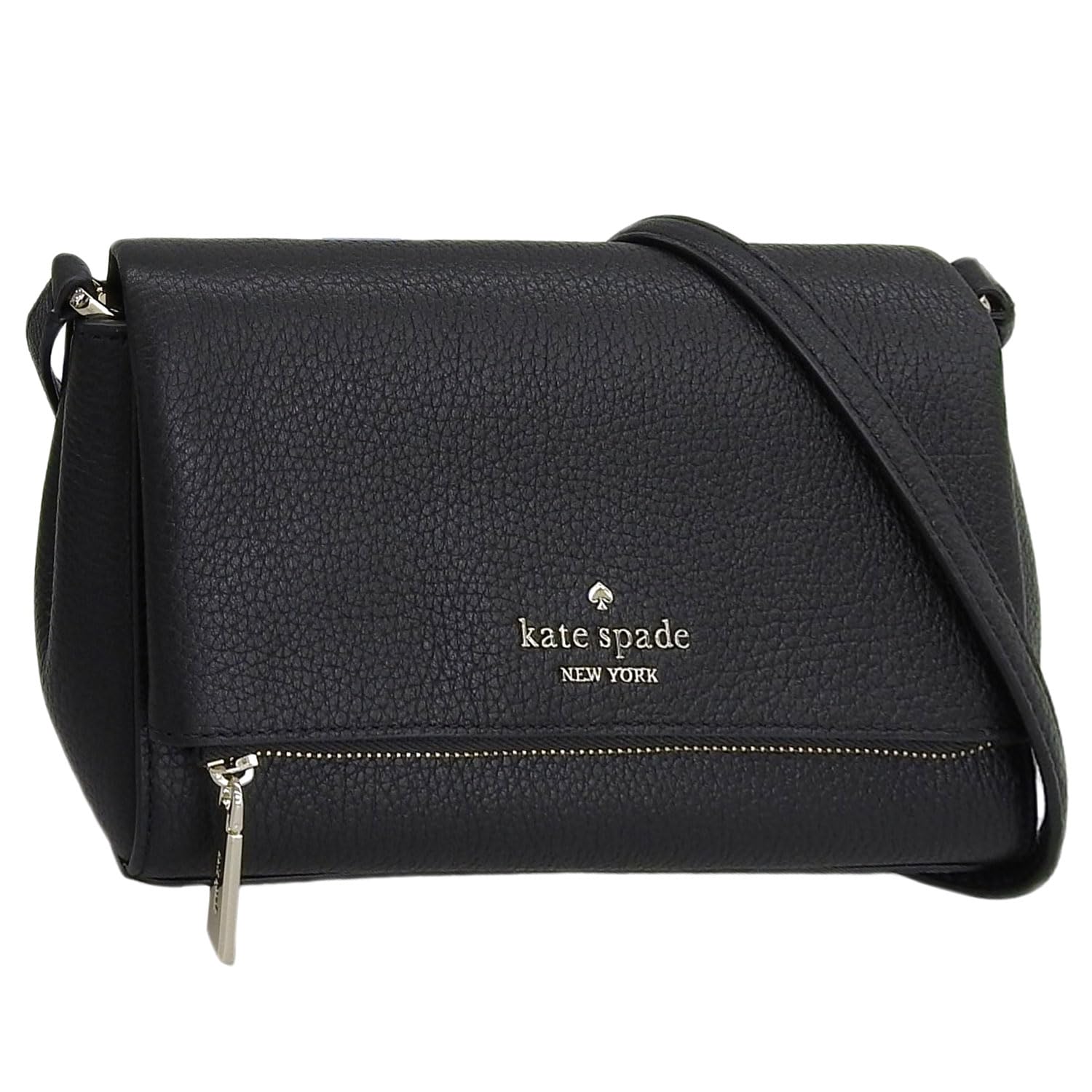 Kate Spade Women s Leila Flap Zip Crossbody Bag, Black Leather, Outlet Brand, CB KE487 001, Kate Spade [Used]