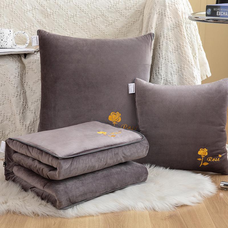 Modern Minimalist Double-Sided Embroidered Fleece Baby Throw Pillow Blanket 