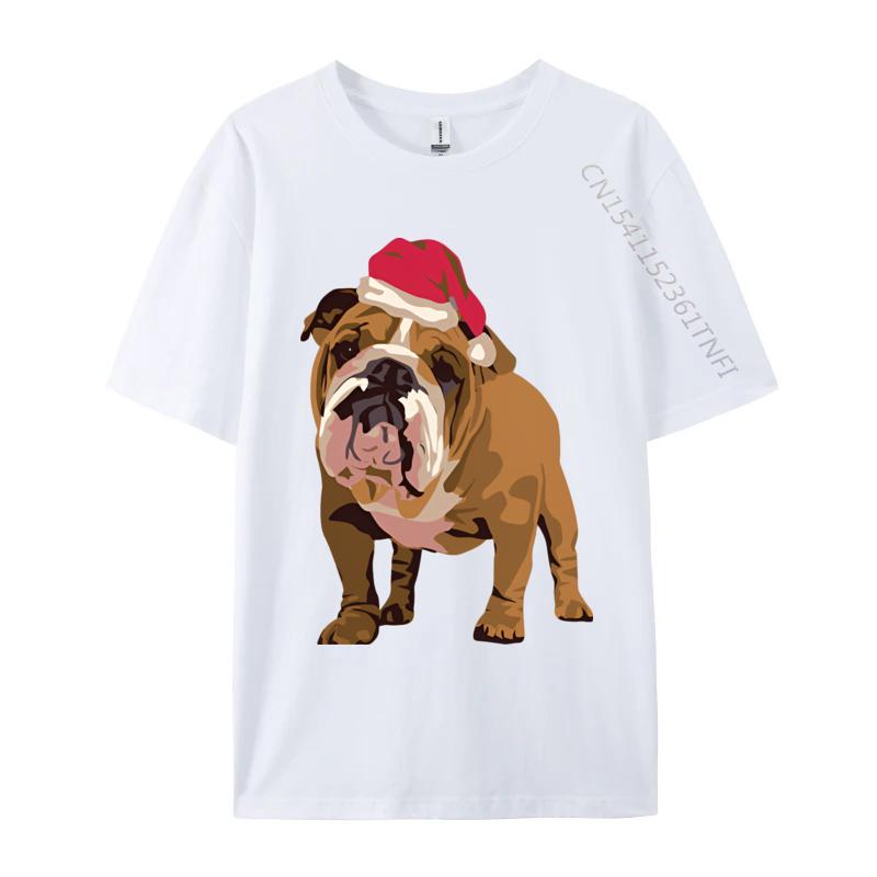 

Bulldog In A Santa Hat Tshirt Novelty Cotton Man Tops Shirts Printed Funky Top Tshirts Luxury T Shirt Men High Quality S