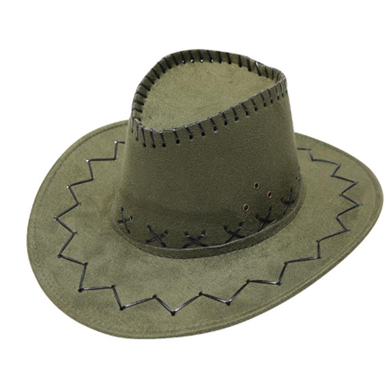 Faux Leather Suede Western cowboy Hat for Men Women Fedora Outdoor Wide Brim For Beach Travel Vacation Party Cosplay Cap Gifts