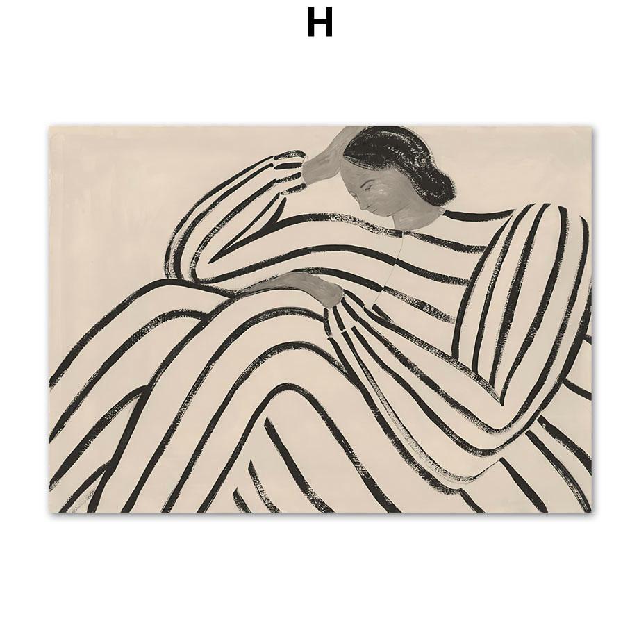 

Женские кривые, ручная линия, геометрическая абстрактная настенная живопись на холсте, плакаты на скандинавскую тему и принты, настенные панно для декора гостиной A4 21X30cm No Framed