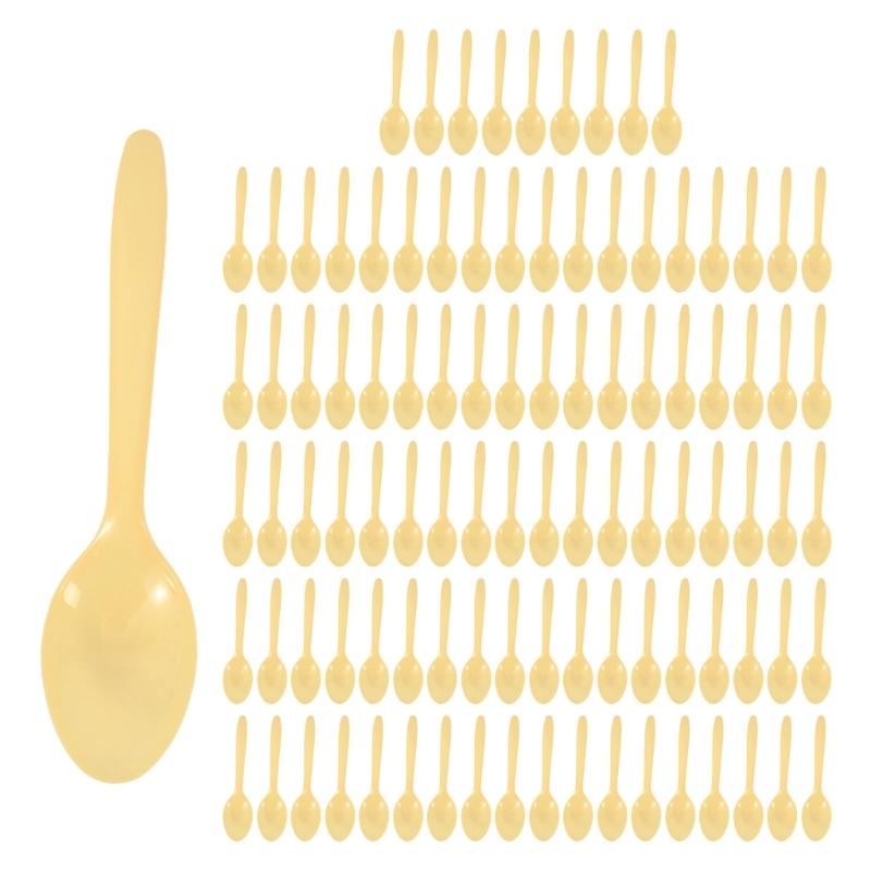 Pack Of 100 Clear Plastic Teaspoons Microwave Safe Round Head Ice Cream Spoon Tableware for Parties Camping and Event