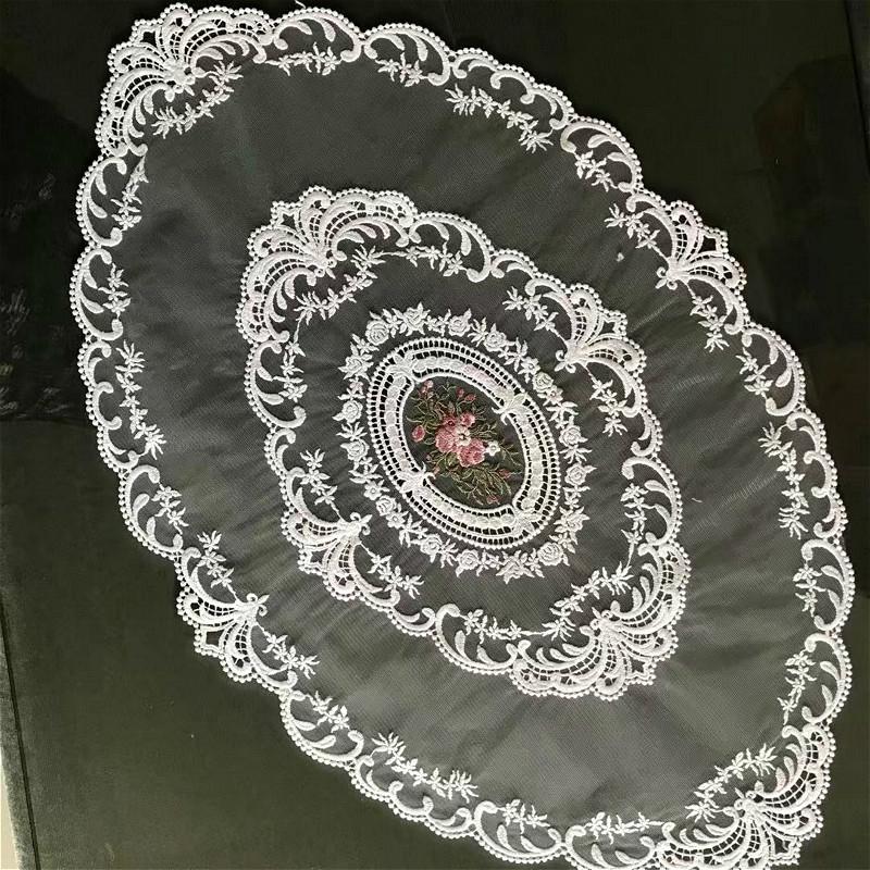 European Transparent Lace Oval Tablecloth Living Room Study Bedroom Coffee Table Cloth Hotel Villa Banquet Party Decoration