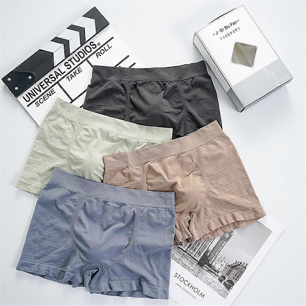 one size Seamless 3.0 Mens Large Size Underwear Comfortable Elastic Mid-waist Breathable Sweat-absorbent Mens Boxer Briefs 4pcs