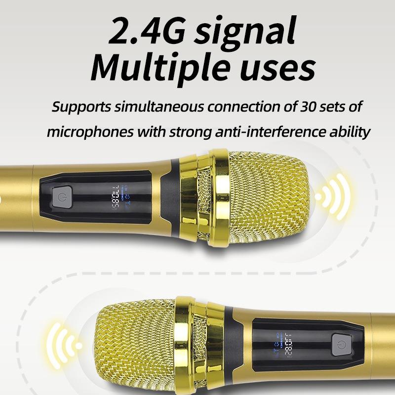 Universal 2.4G Dual Wireless Microphone System - Professional Handheld Mic with Rechargeable Receiver for Karaoke, Home Party & Public Speaking