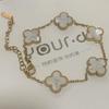 Titanium Steel New High Version Four-Leaf Clover Bracelet Women Double-Sided Lucky Grass Five Flowers Mother-Of-Pearl Good Luck Bracelet