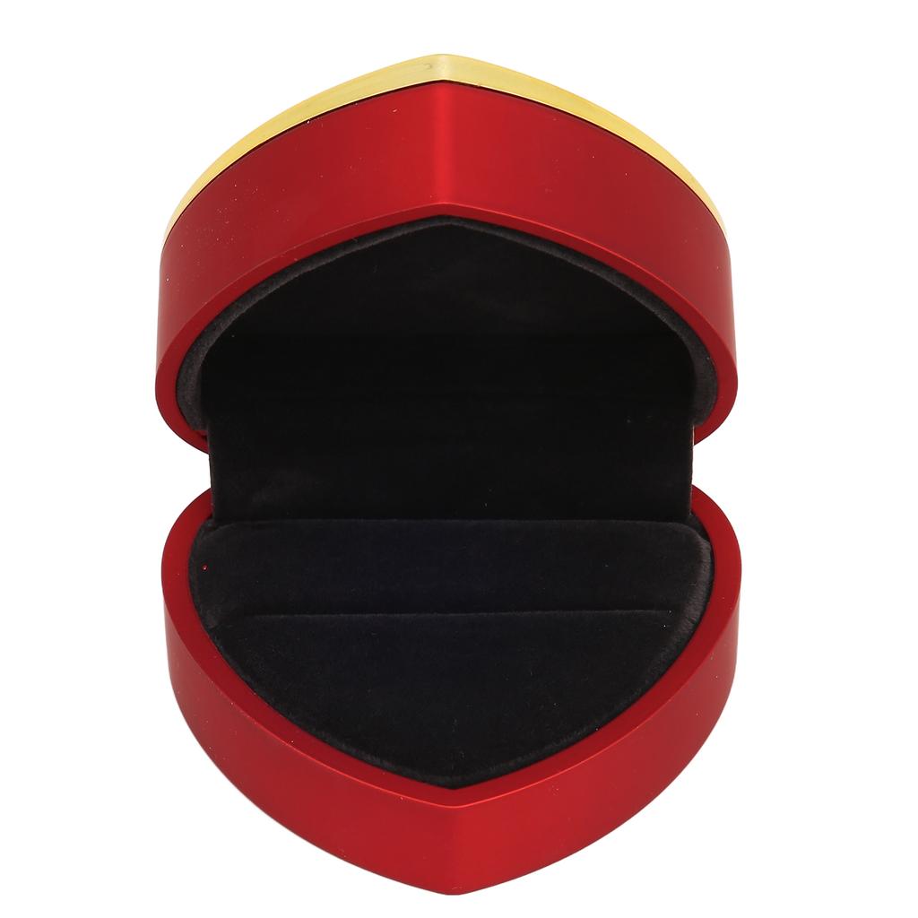 Heart Shaped Ring Box Elegant Stylish Jewelry Display Gift Box with LED Light for Engagement WeddingRed