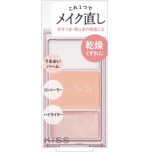 KiSS Makeup Retouch Palette N 01 Dry and Flaky Type 3.1g A Makeup Retouch Palette with Three Functions: Multi-balm, Concealer, and Highlighter.