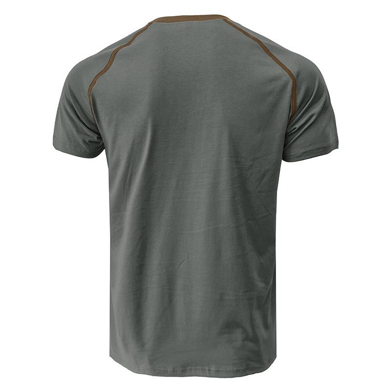 Summer men's Henley shirt colour blocking body shirt men fashion men's short-sleeved men's t-shirt tops