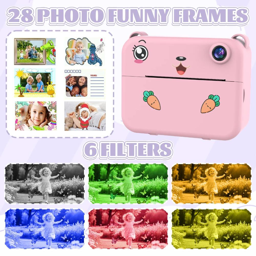 Cyfrowy Aparat Fotograficzny dla Dzieci Aparat Natychmiastowy 1080P HD Podwójny Obiektyw Dziecięcy Rejestrator Wideo Zabawki dla Dziewczynek Chłopców Najlepszy Prezent Urodzinowy