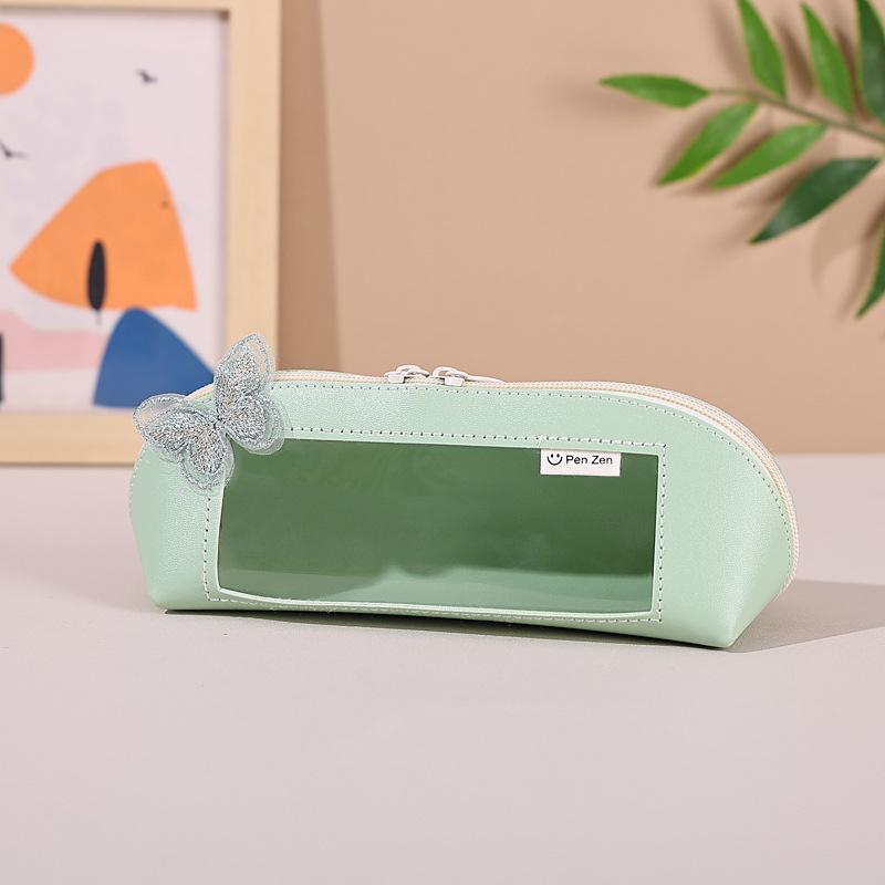 

Floral Pattern Pencil Case Falling Green School Storage Pencil Pouch Washed Leather Pencil Bag Washed Leather For School Storage зелений