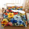 Purple Flower Print Bedding Bedroom Set Duvet Cover With Pillowcase Three-Piece Set
