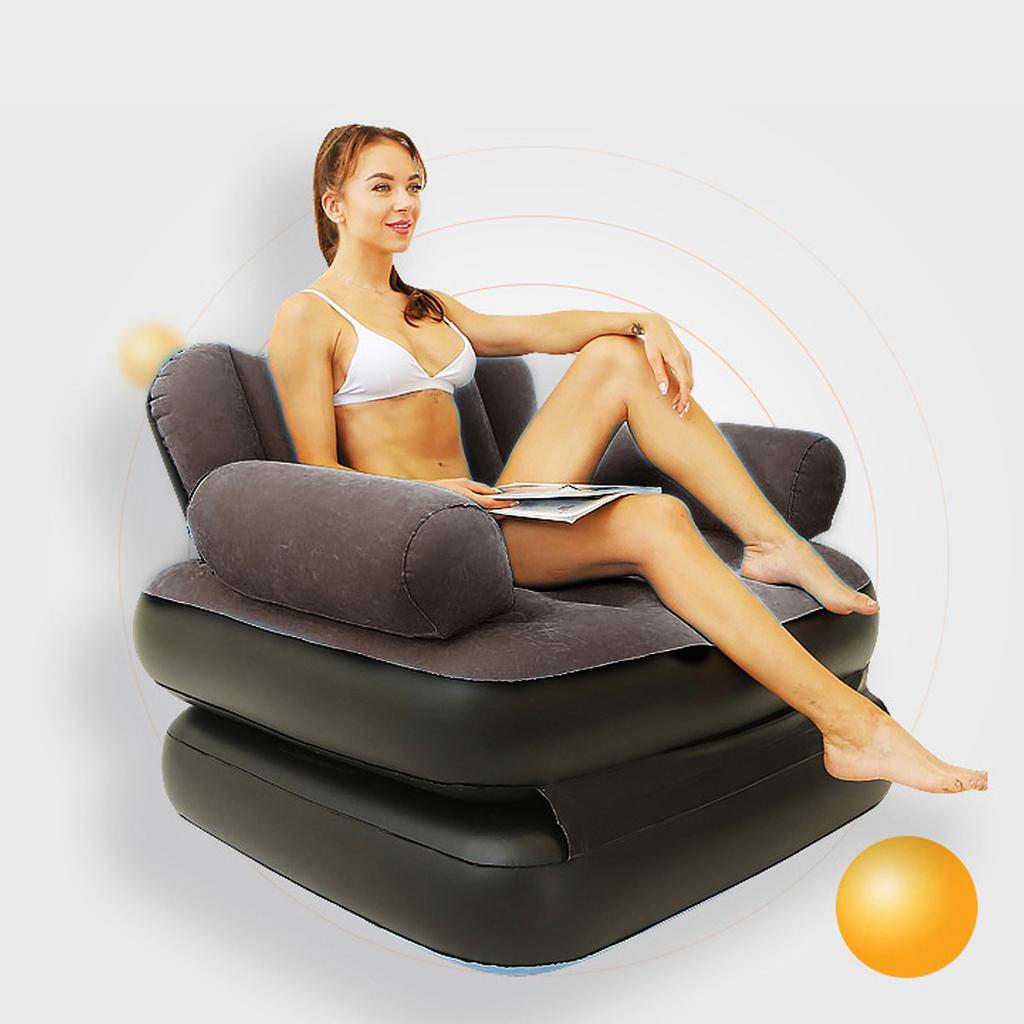 Dual Purpose Inflatable Sofa Chair Multifunction Folding Inflatable Sofa Bed and Inflatable Chair for Indoor Outdoor