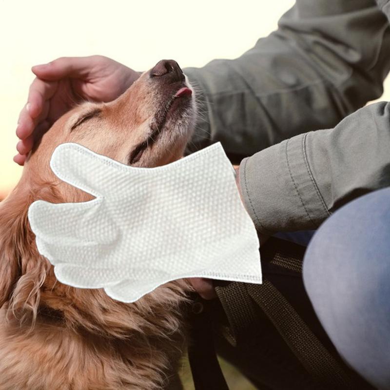 Pet Cleaning Gloves For Dogs Comfortable 5 Pairs No Rinse Dog Grooming Wipes Washing Gloves Gentle Puppy Scrubber Kitten Washing